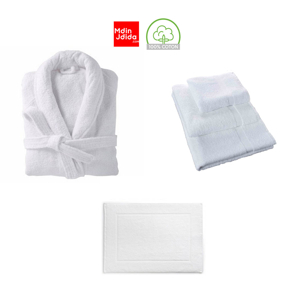 Pack Peignoir 3 Serviettes 550gr m tapis de bain gamme h tel