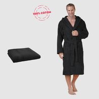 Sortie de bain longue pour Homme noir 100 coton